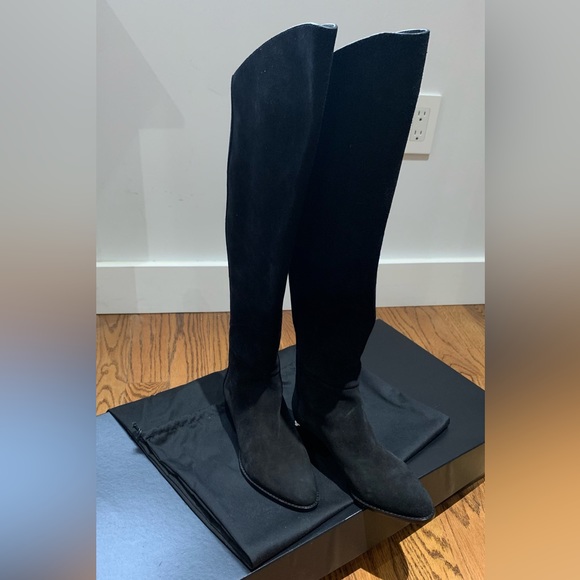 New Alexander Wang Sigrid Black Suede Tall Boots Cut out Heel Shoes - Picture 10 of 16